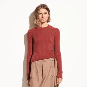 VINCE Mixed Rib Long Sleeve Cashmere Sweater